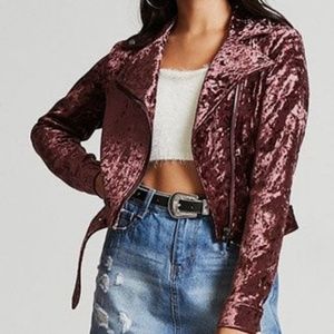 Women's Crushed Velvet Moto Jacket
